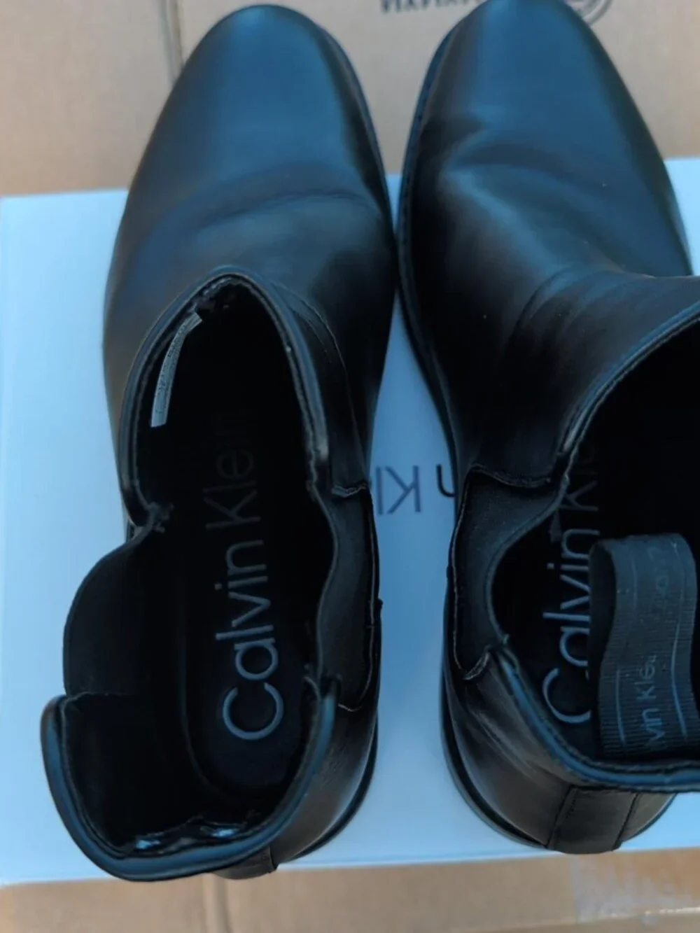 Calvin Klein Fenwick Men's Chelsea Boots Black Leather Size 10M